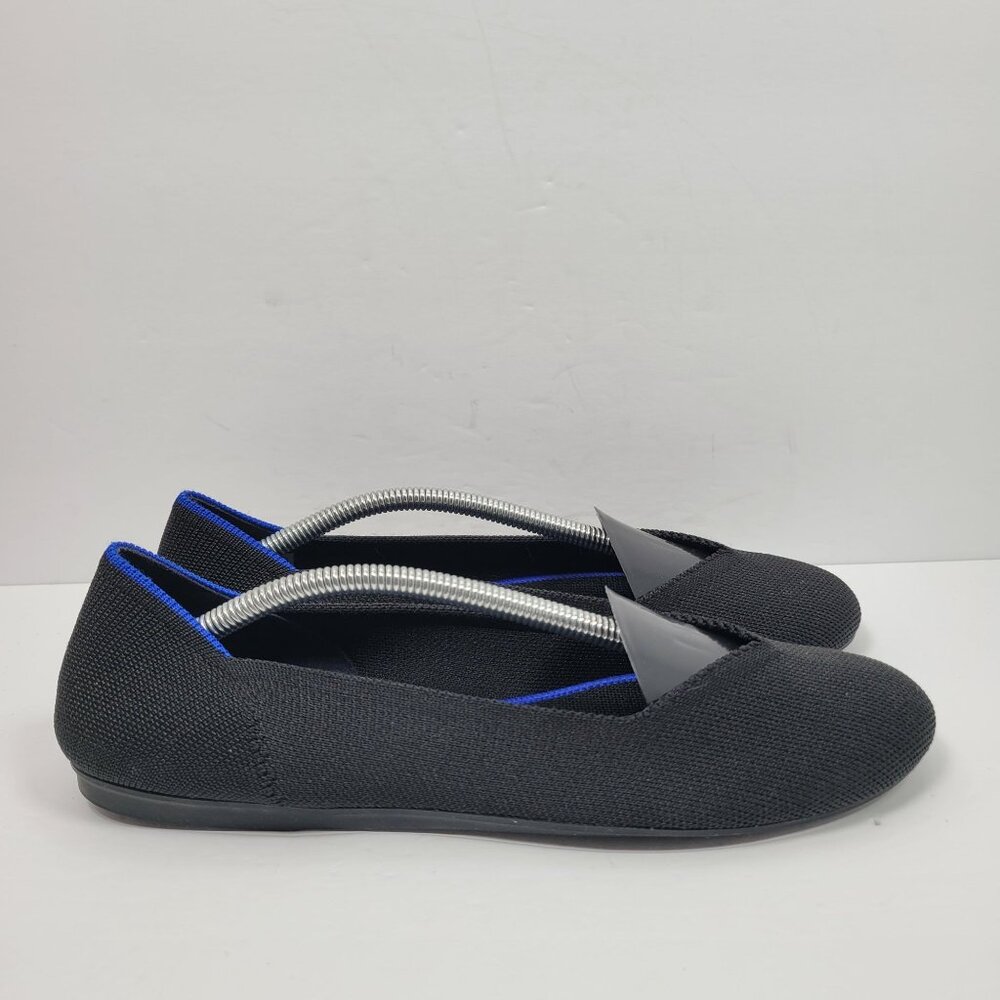 Rothy's The Flat Women's Ballet Flats Solid Black with Blue Detailing US Size 9